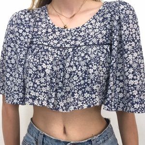 Blue & White Floral Crop Top by GAP